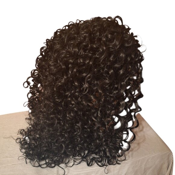 Black Synethetic Half Wig Adjustable Fun For Dress Up or Night Out NEW - Picture 1 of 3